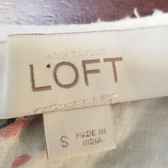 LOFT BOHO Peasant White Floral Eyelet Embroidered Cold Shoulder Mini Dress Sz S - Picture 6 of 8